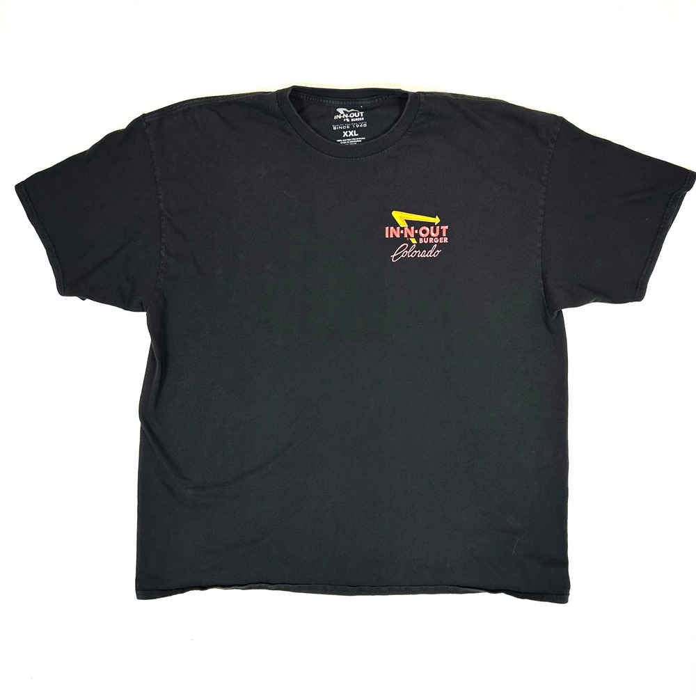 In-N-Out Burger Colorado T-Shirt Mens XXL Black Carl Bork Mountain Art Graphic